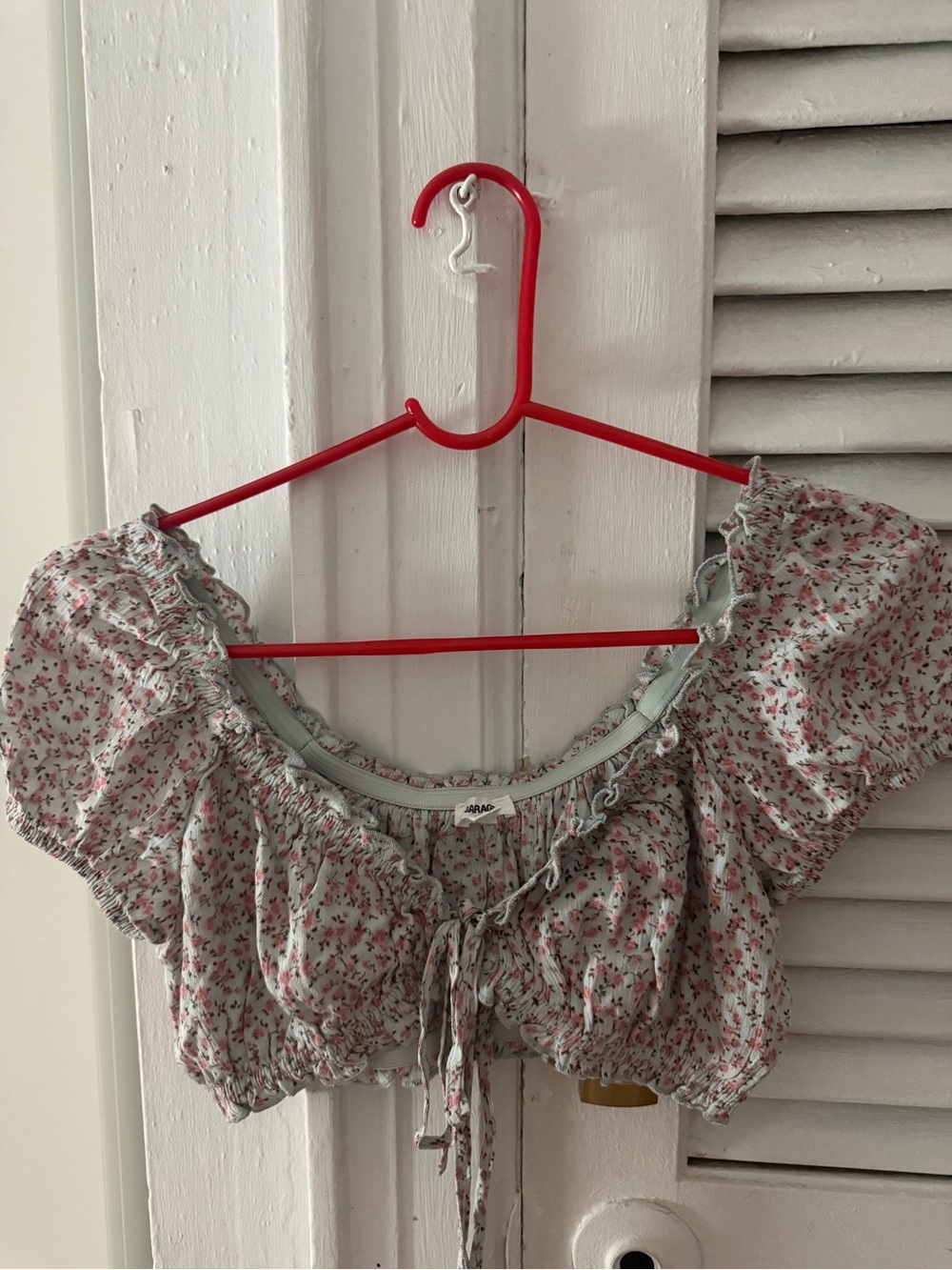 Garage off the shoulder crop top ruffle